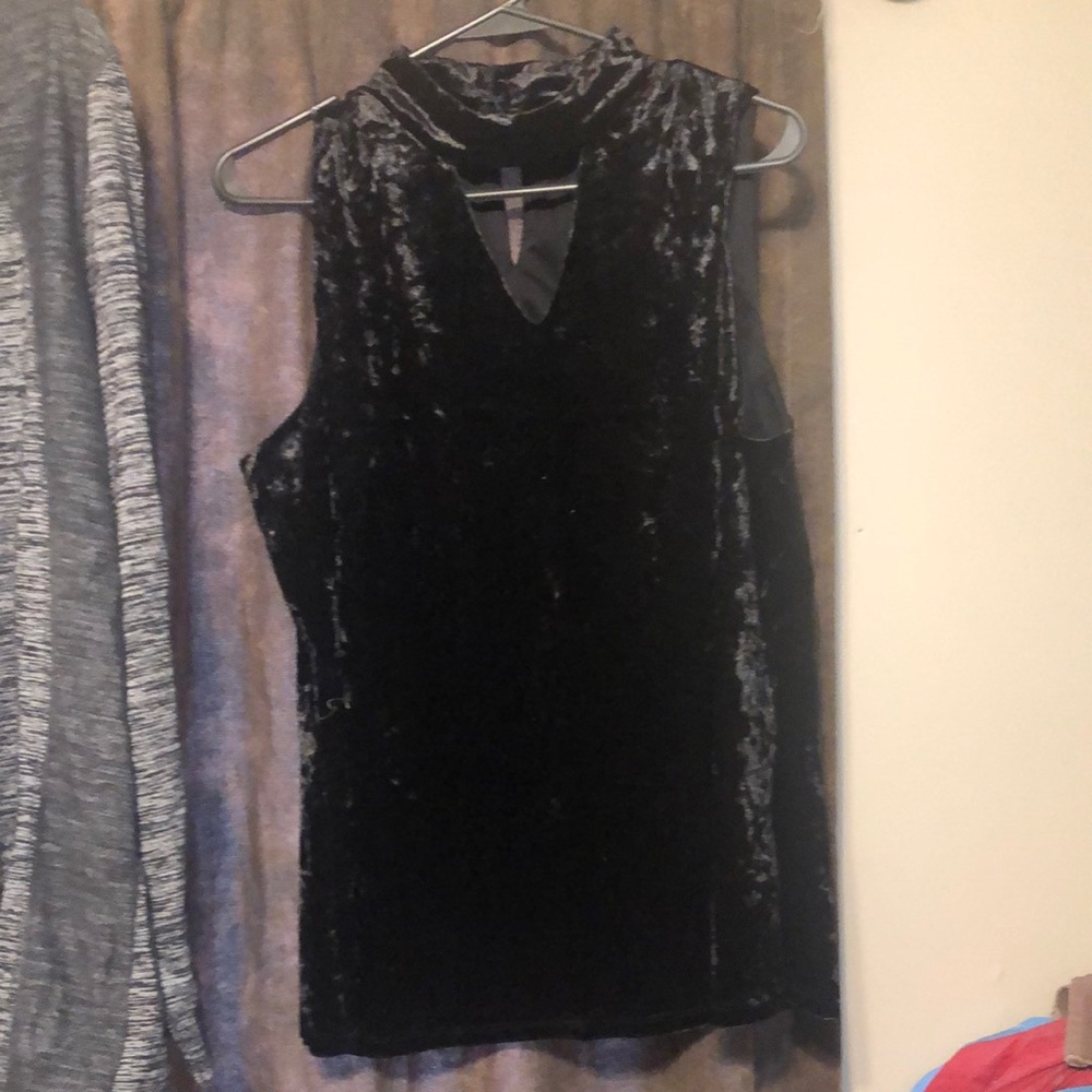 A velvet feeling black top. Very cute!!!